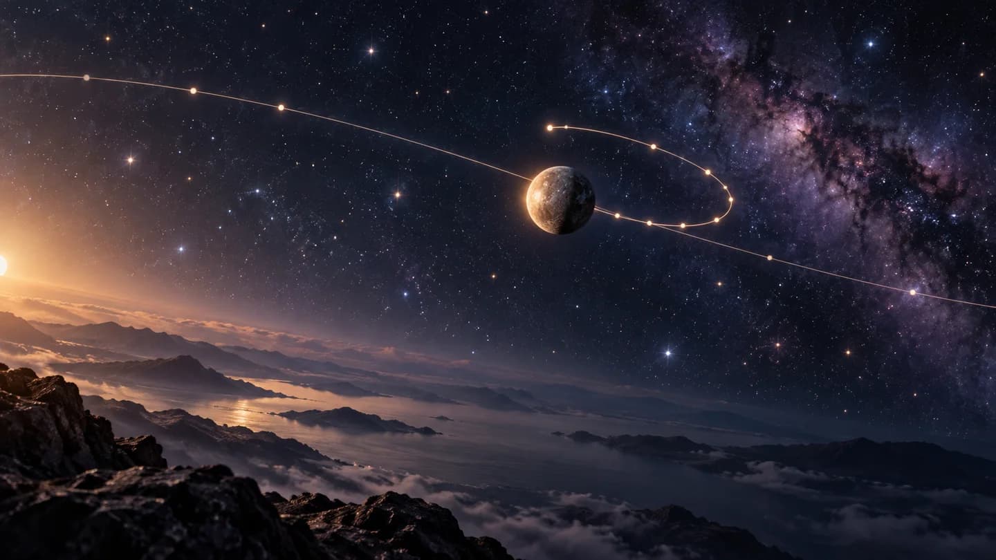 A Mercury-like planet tracing an apparent loop against the stars